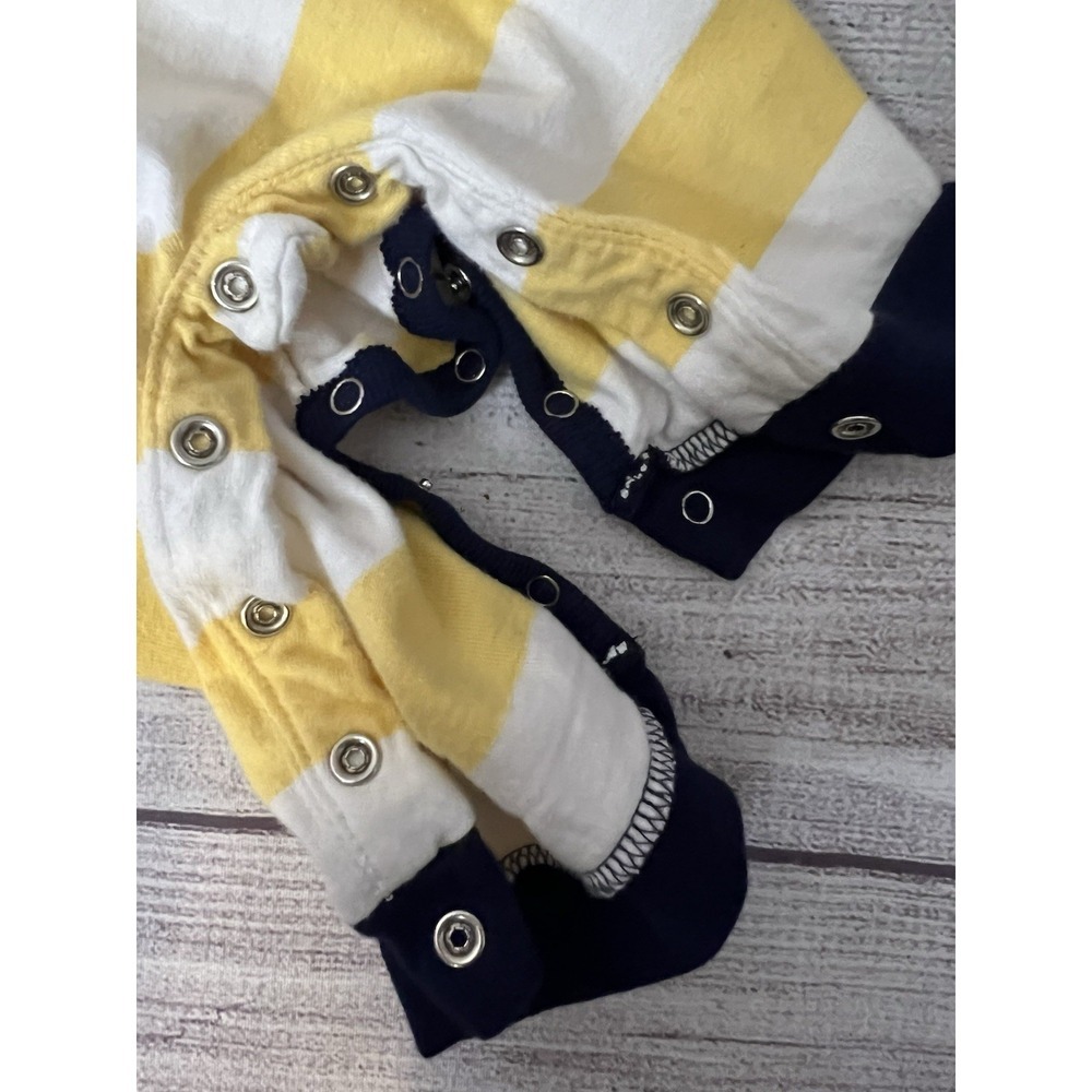 Ralph Lauren 2 Rompers Lot Yellow White Collared And Orange and Navy Long Sleeve - Picture 5 of 14